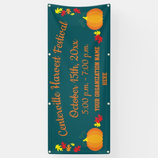 Herfstbladeren Herfstpompoenoogstfeest Spandoek (Verticaal)