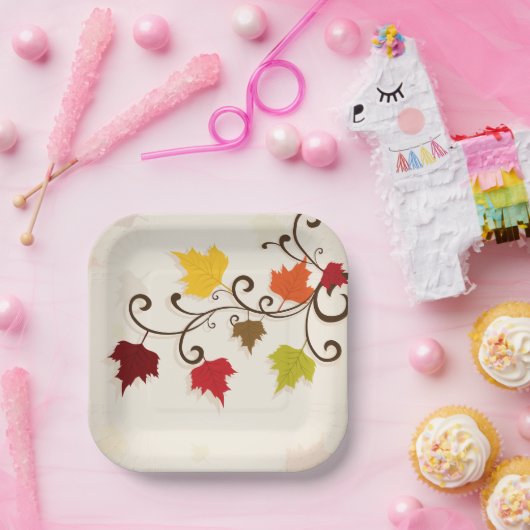 Herfstbladeren Herfstvakantie Thanksgiving Papieren Bordje (Feest)