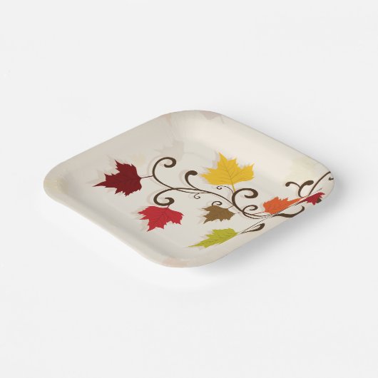 Herfstbladeren Herfstvakantie Thanksgiving Papieren Bordje (Gebogen)