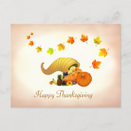 Herfstbladeren & Hoorn des Overvloeds Thanksgiving Briefkaart