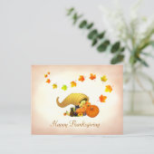 Herfstbladeren & Hoorn van Overvloed Thanksgiving  Briefkaart (Staand voorkant)