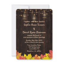 Herfstbladeren Hout Oude Lantaarns Trouw Uitnodigi