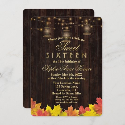 Herfstbladeren Hout Oude Lantaarns ZOETE ZESTIEN Kaart (Voorkant / Achterkant)