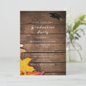 Herfstbladeren Houten Afstudeeruitnodiging Voorbee (Staand voorkant)