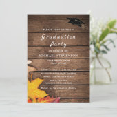 Herfstbladeren Houten Afstudeeruitnodigingen Voorb (Staand voorkant)