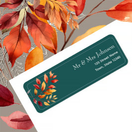 Herfstbladeren Huwelijk Retouradres Etiket