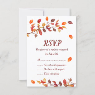 Herfstbladeren Huwelijksreactiekaarten RSVP Kaartje