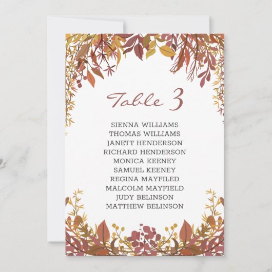 Herfstbladeren huwelijksstoel kaart (Voorkant)