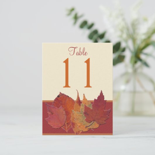 Herfstbladeren II Tafelnummer Post Kaart (Staand voorkant)