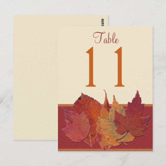 Herfstbladeren II Tafelnummer Post Kaart (Voorkant / Achterkant)