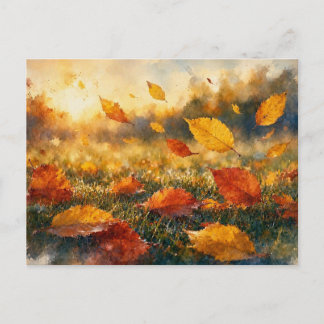 Herfstbladeren in beweging, briefkaart