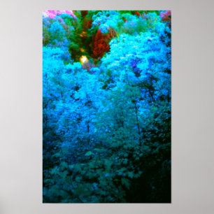 Herfstbladeren in blauw tintje poster