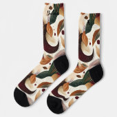 Herfstbladeren in Bourgogne, groen en mosterd Sokken (Links)