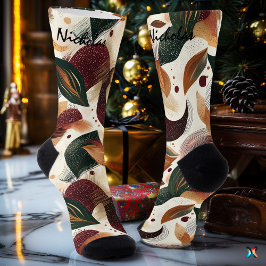 Herfstbladeren in Bourgogne, groen en mosterd Sokken