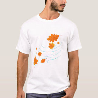 Herfstbladeren in de wind: elegant ontwerp voor In T-shirt