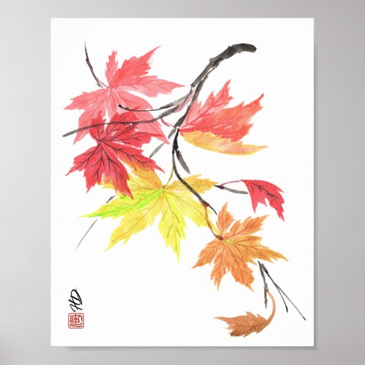 Herfstbladeren in de Wind Poster (Voorkant)