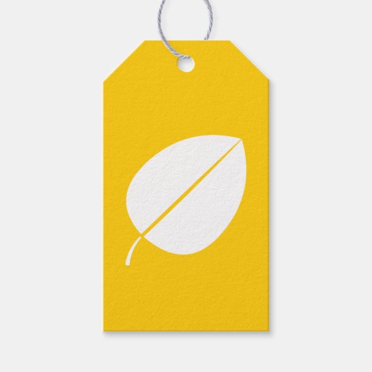 Herfstbladeren in gele cadeautag cadeaulabel (Voorkant)