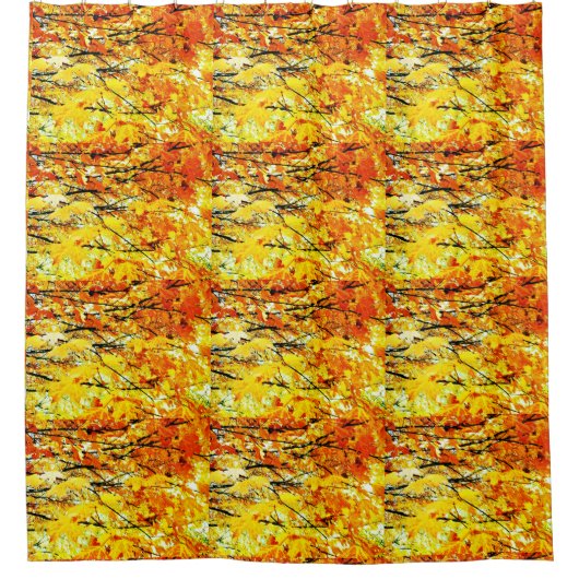 Herfstbladeren in gouden en oranje douchegordijn (Voorkant)