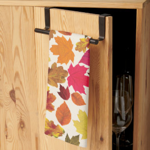 Herfstbladeren in herfstkleuren theedoek
