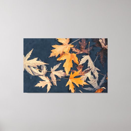 Herfstbladeren in het water canvas afdruk (Voorkant)