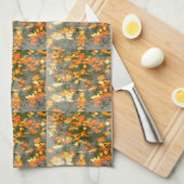 herfstbladeren in regen theedoek (Quarter Fold)