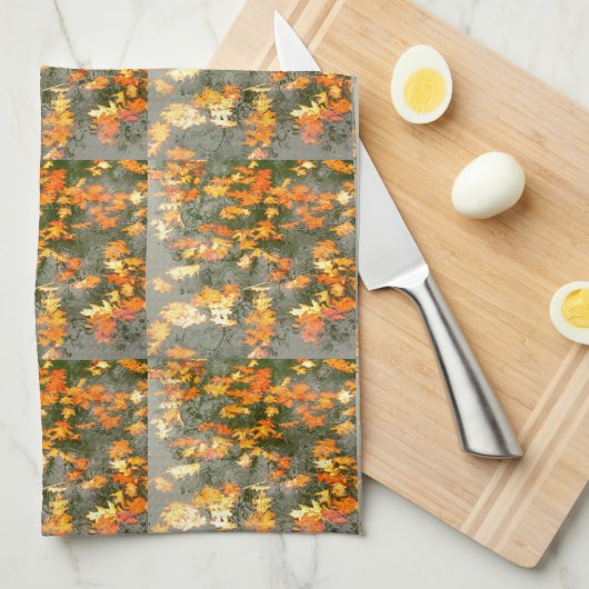 herfstbladeren in regen theedoek (Quarter Fold)