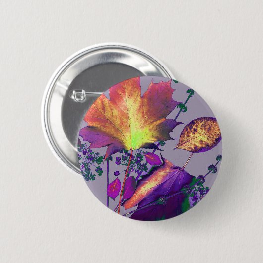 Herfstbladeren in Sering Ronde Button 5,7 Cm (Voorkant /achterkant)