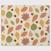 Herfstbladeren in terracotta, bruin en groen cadeaupapier (Vlak)