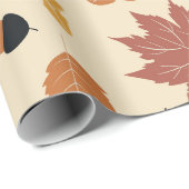 Herfstbladeren in terracotta, bruin en groen cadeaupapier (Rol Hoek)