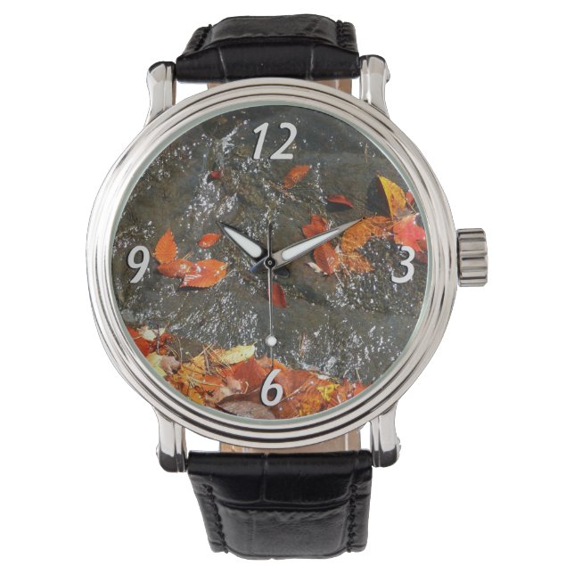 Herfstbladeren in Waterval I Herfst Fotografie Horloge (Voorkant)