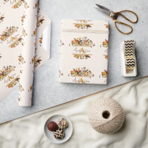 Herfstbladeren kader gepersonaliseerd cadeaupapier