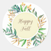 Herfstbladeren kader met aanpasbare tekst ronde sticker (Voorkant)