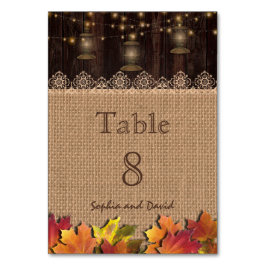 Herfstbladeren Kantwerk Jute Houten Trouwtafel Num Kaart