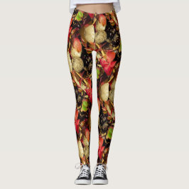 Herfstbladeren, kastanjes champignons foto leggings