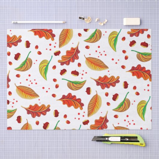 Herfstbladeren Kastanjes Herfst Sinaasappel Decoup Tissuepapier (Craft)
