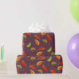 Herfstbladeren Kastanjes Patroon Elegante Herfst Cadeaupapier