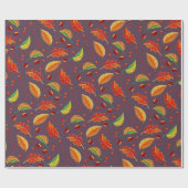 Herfstbladeren Kastanjes Patroon Elegante Herfst Cadeaupapier (Vlak)