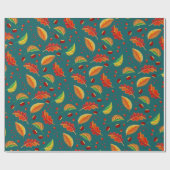 Herfstbladeren Kastanjes Patroon Elegante Herfst Cadeaupapier (Vlak)