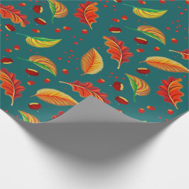 Herfstbladeren Kastanjes Patroon Elegante Herfst Cadeaupapier