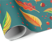 Herfstbladeren Kastanjes Patroon Elegante Herfst Cadeaupapier (Rol Hoek)