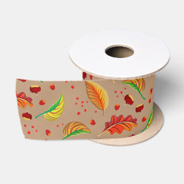 Herfstbladeren Kastanjes Patroon Elegante Herfst Satijnen Lint
