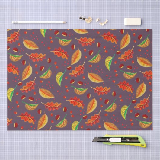 Herfstbladeren Kastanjes Patroon Elegante Herfst Tissuepapier (Craft)