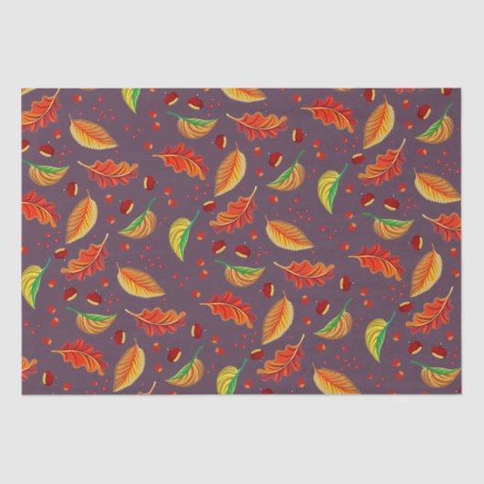 Herfstbladeren Kastanjes Patroon Elegante Herfst Tissuepapier (Voorkant)