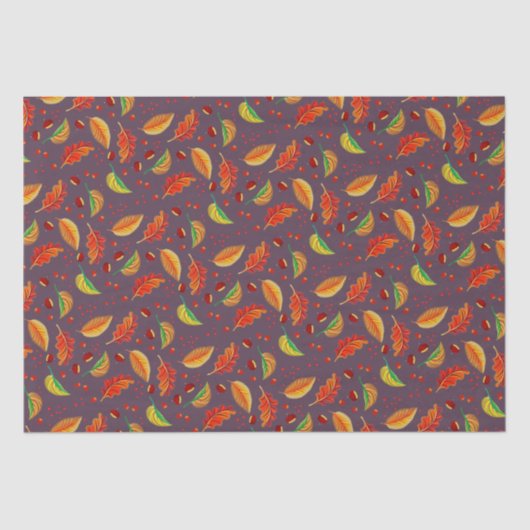 Herfstbladeren Kastanjes Patroon Elegante Herfst Tissuepapier (Voorkant)