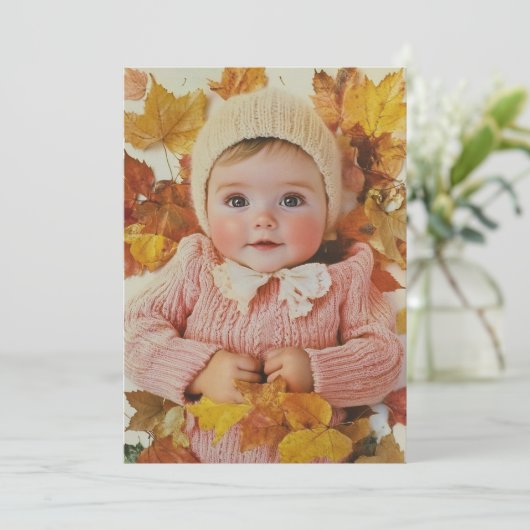 Herfstbladeren & Kleine Mouwen | Gouden Herfst Kaart (Staand voorkant)