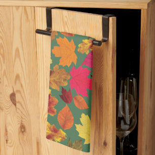 Herfstbladeren Kleuren in Rustieke Stijl Theedoek