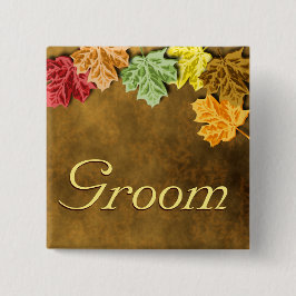 Herfstbladeren Knop Vierkante Button 5,1 Cm