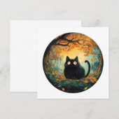 Herfstbladeren knus vallen zwarte kat in de magie  kaart (Voorkant / Achterkant)