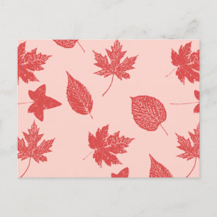 Herfstbladeren - koraal oranje en roze briefkaart