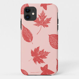 Herfstbladeren - koraal oranje en roze iPhone 11 hoesje